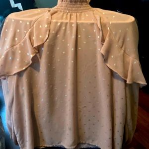 Forever 21 light pink with silver accents sheer long sleeve blouse